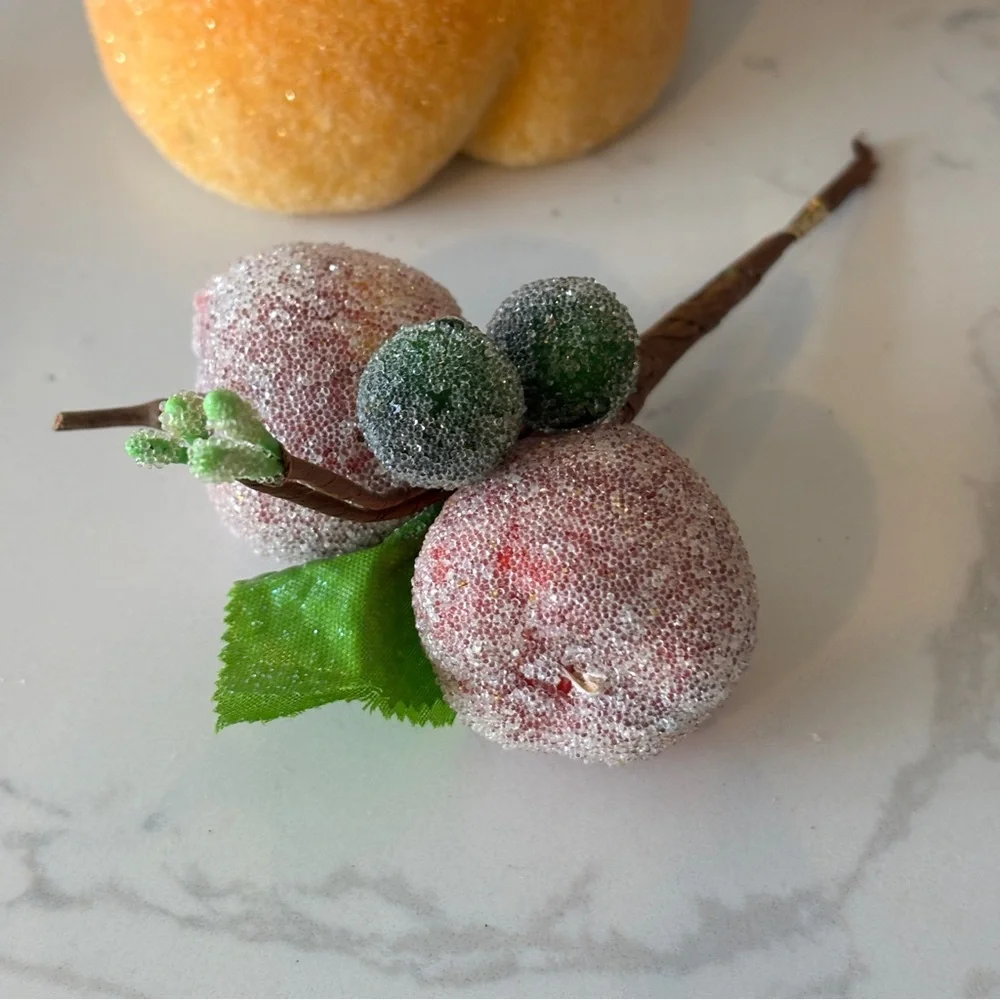 Set of seven artificial beaded/ sugared fruit